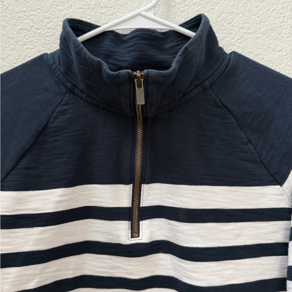 L.L. Bean Women's Peaks Island Quarter-Zip Pullover, Navy and White Stripe - Picture 8 of 11